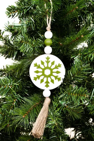 10.5 x 3.5 Winter Ways Wood Beaded Hanging Snowflake