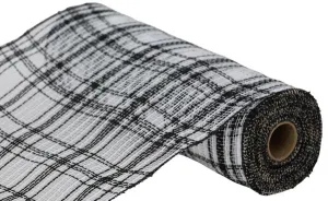 10" Farmhouse Plaid Faux Jute Mesh: Black, White (10 Yards) RY834562