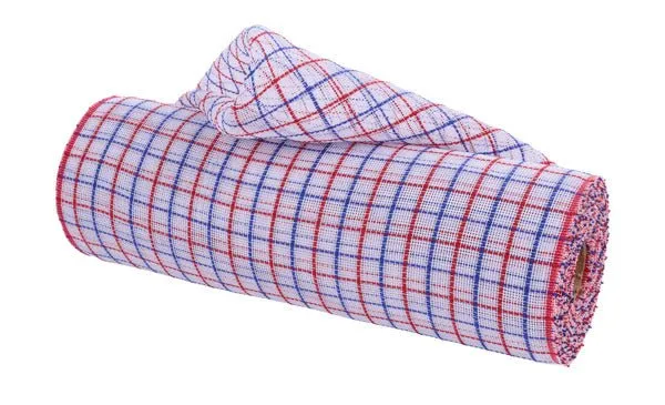 10" Fine Weave Faux Jute Check: Red, White, Blue (10 Yards) RY500388