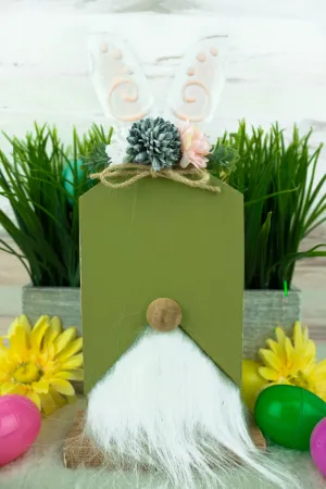 11.75 x 5.25 Green Tabletop Bunny Gnome