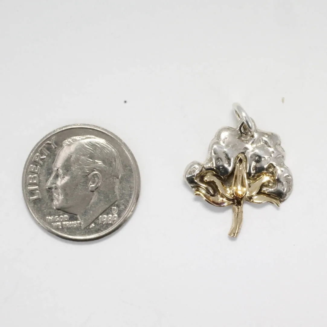 14kt. Gold and Sterling Silver Cotton Boll Charm