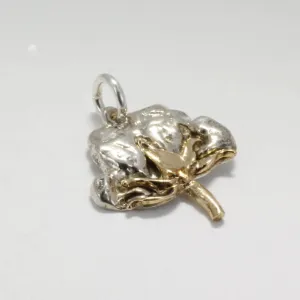 14kt. Gold and Sterling Silver Cotton Boll Charm