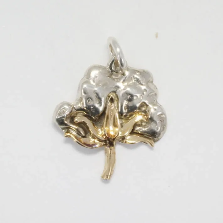 14kt. Gold and Sterling Silver Cotton Boll Charm