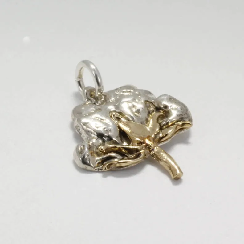 14kt. Gold and Sterling Silver Cotton Boll Charm