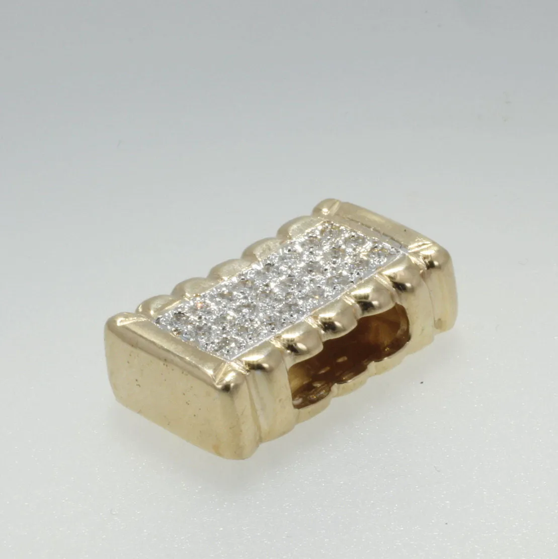 14kt Gold Diamond Cotton Bale Slide Pendant for Omega Chain