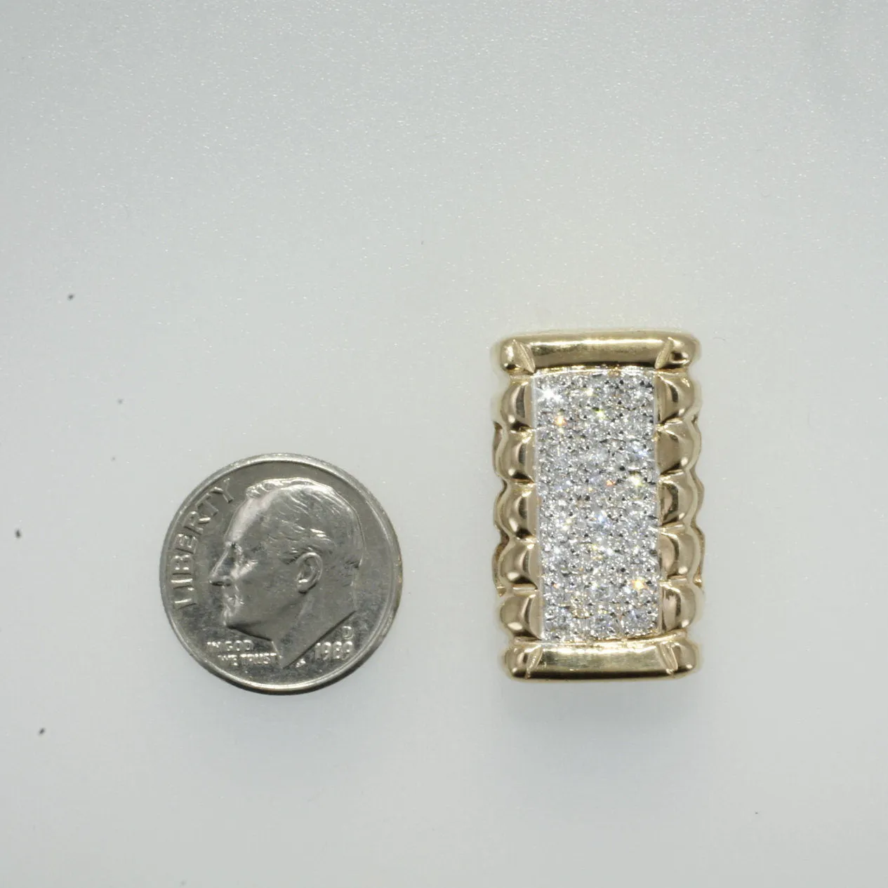 14kt Gold Diamond Cotton Bale Slide Pendant for Omega Chain