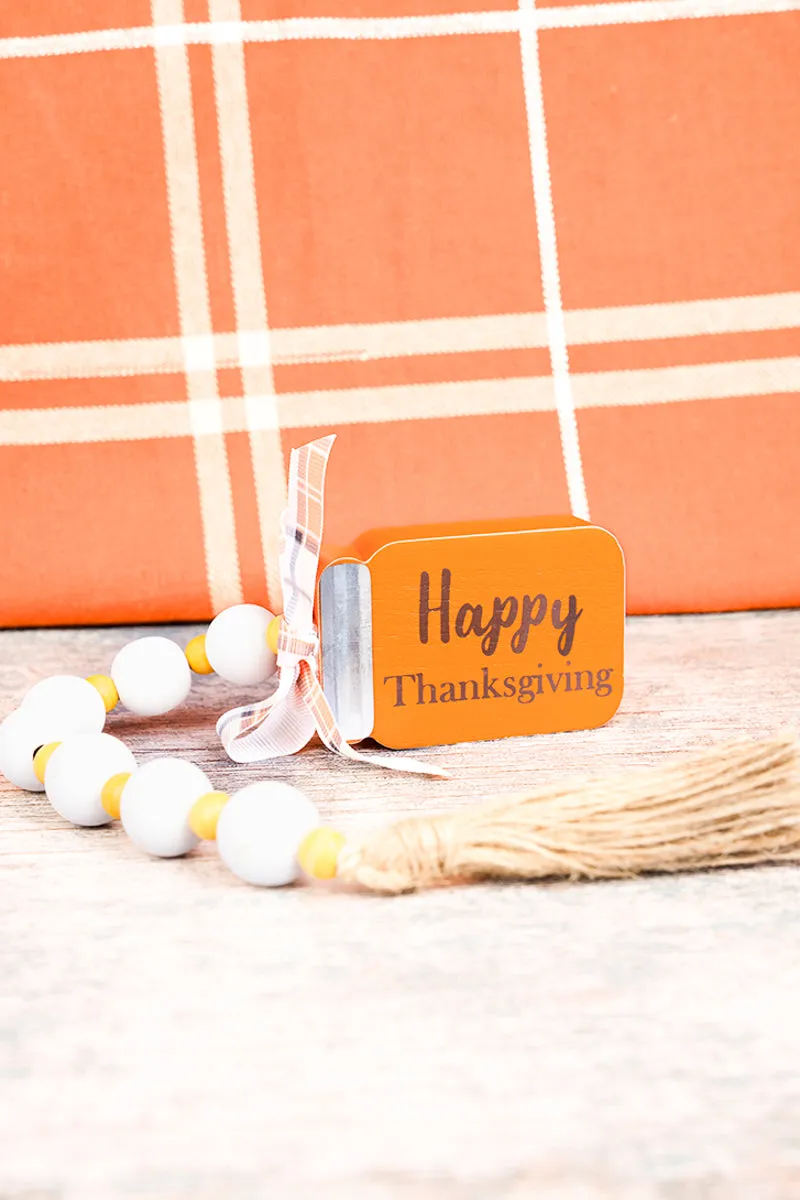 15 x 2 'Happy Thanksgiving" Mason Jar Wood Beaded Tabletop Decor