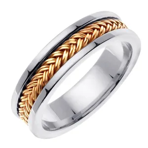 18K White/Rose or Yellow/White Hand Braided Ring