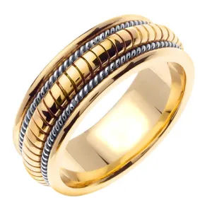 18K Yellow/White Hand Braided Cord Ring Band
