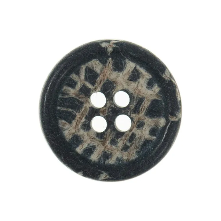 20mm Eco Button | 4 Hole | Jute | Navy
