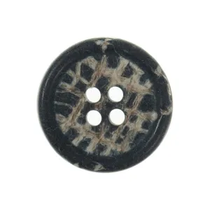 20mm Eco Button | 4 Hole | Jute | Navy