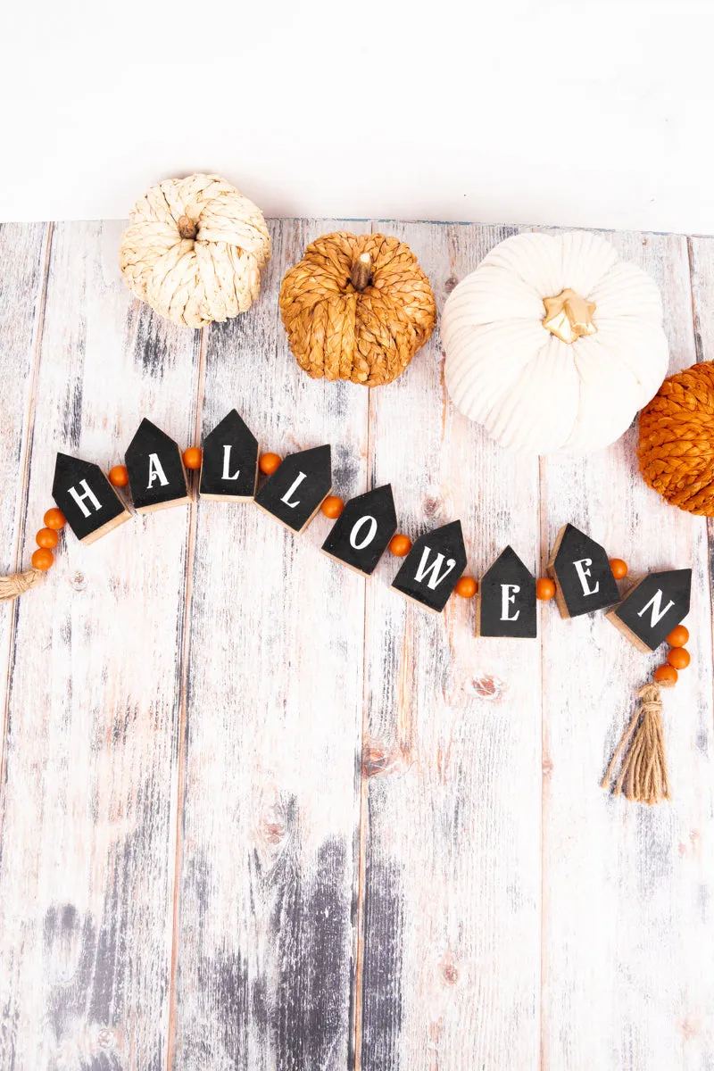 26 x 2.25 'Halloween' Wood Beaded Tabletop Decor