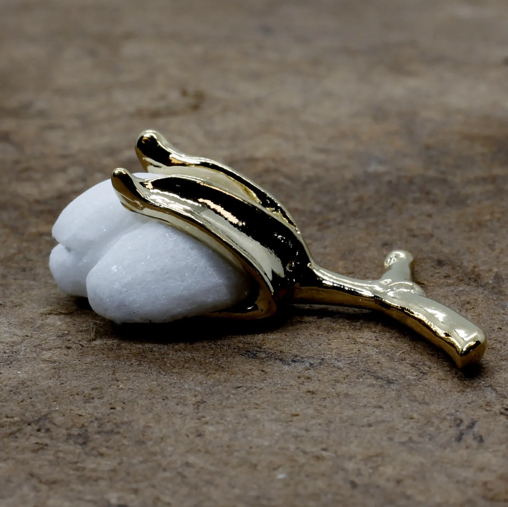 2nd Anniversary Gift for Him Handmade Gold Cotton boll Tie Tack With T stem