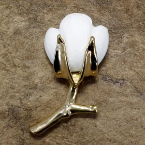 2nd Anniversary Gift for Him Handmade Gold Cotton boll Tie Tack With T stem