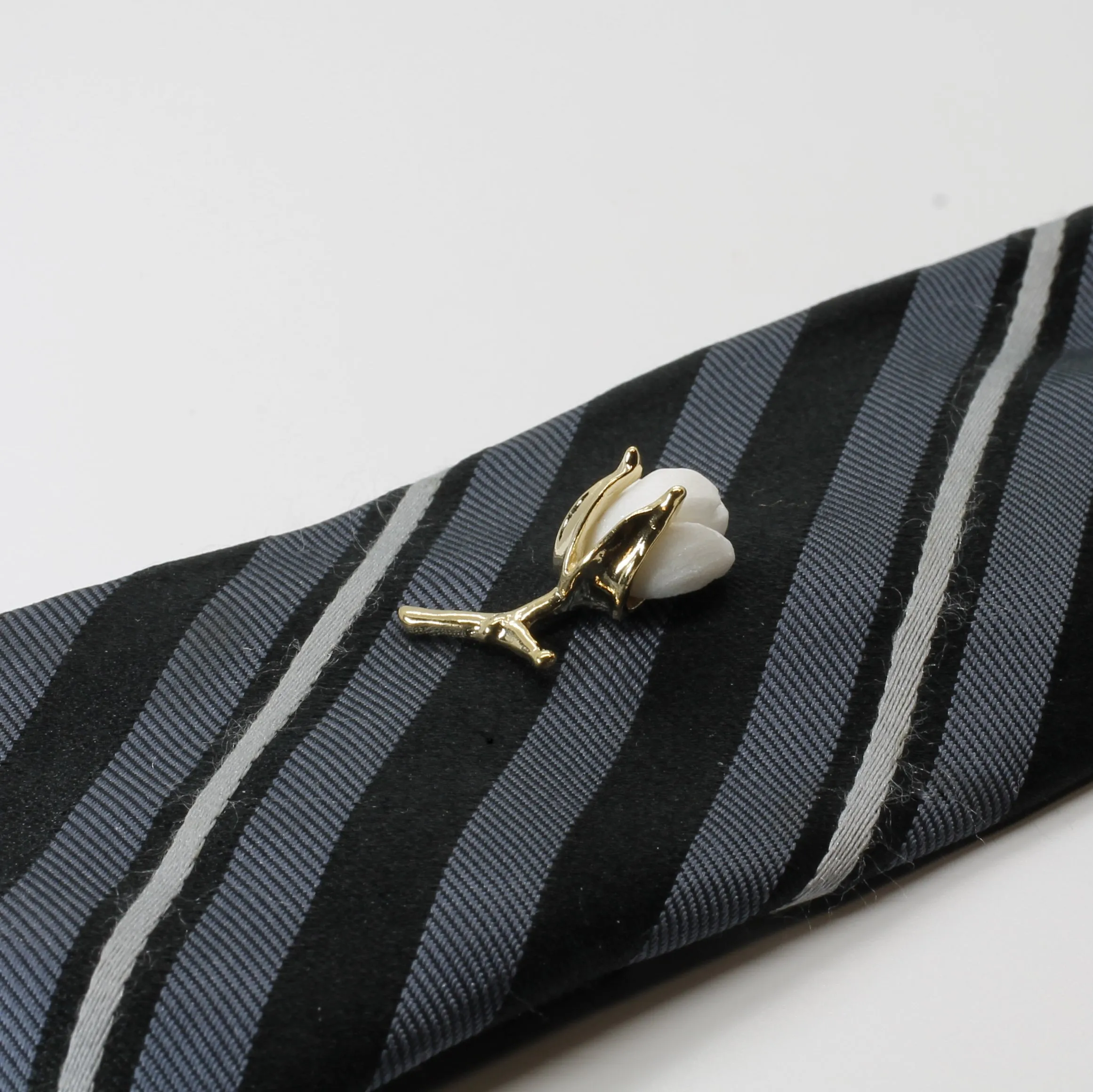 2nd Anniversary Gift for Him Handmade Gold Cotton boll Tie Tack With T stem
