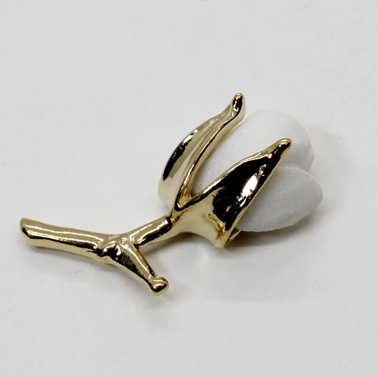 2nd Anniversary Gift for Him Handmade Gold Cotton boll Tie Tack With T stem