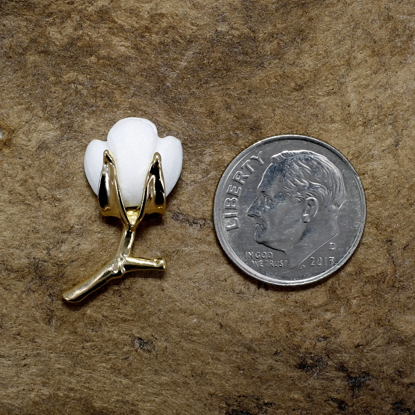 2nd Anniversary Gift for Him Handmade Gold Cotton boll Tie Tack With T stem