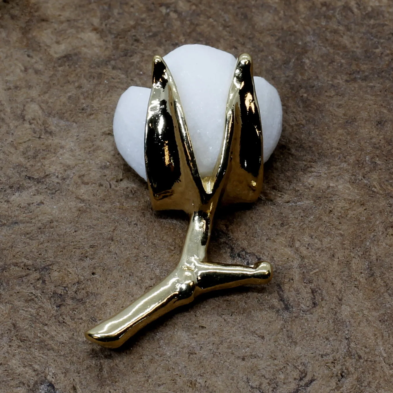 2nd Anniversary Gift for Him Handmade Gold Cotton boll Tie Tack With T stem