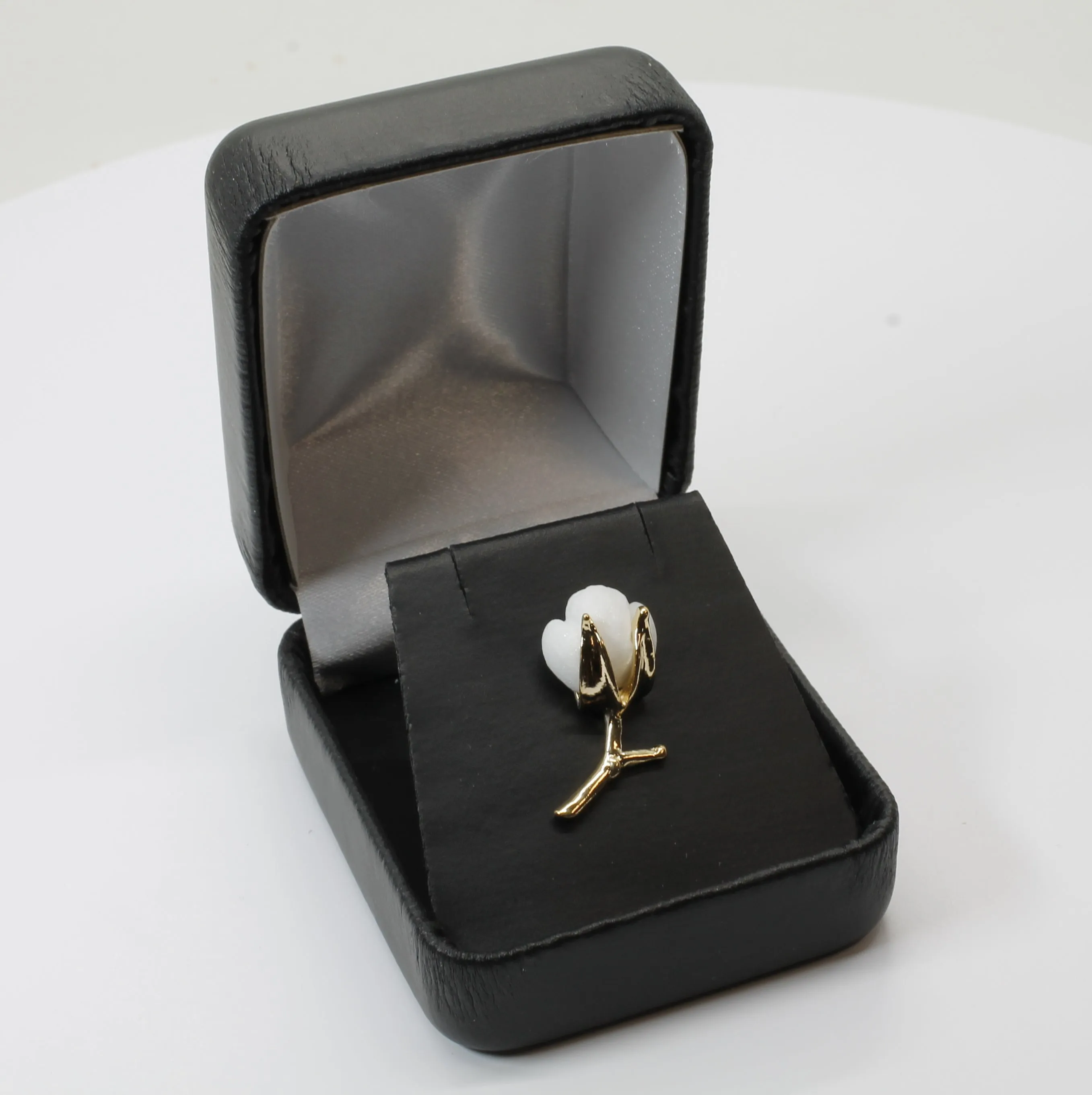 2nd Anniversary Gift for Him Handmade Gold Cotton boll Tie Tack With T stem