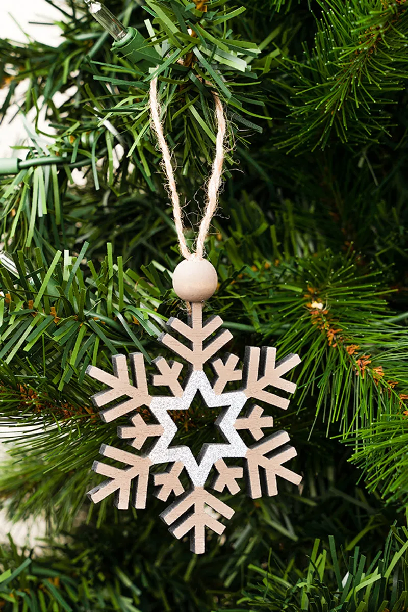 4 x 3 Un-Brrr-lieveable Glittering Snowflake Wood Ornament