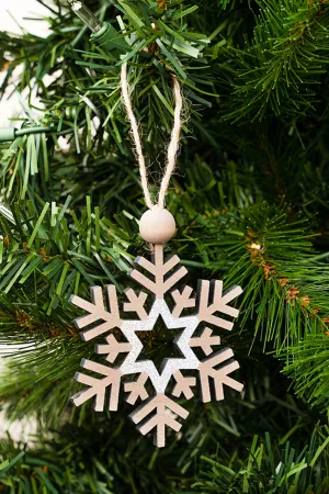 4 x 3 Un-Brrr-lieveable Glittering Snowflake Wood Ornament