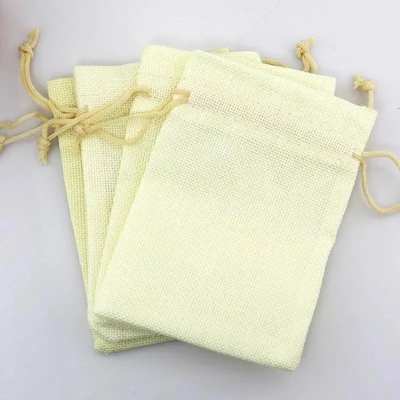 50pcs Gift Bag Vintage Style Natural Burlap Linen Jewelry Travel Storage Pouch Mini Candy Jute Packing Bags christmas gift box