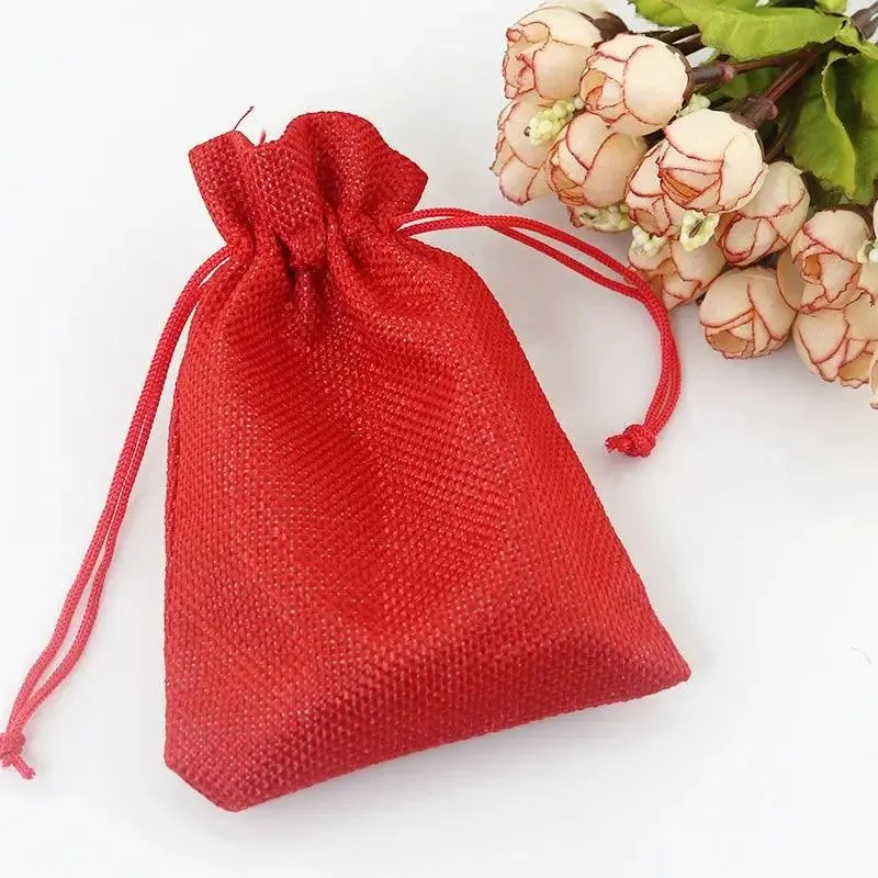 50pcs Gift Bag Vintage Style Natural Burlap Linen Jewelry Travel Storage Pouch Mini Candy Jute Packing Bags christmas gift box