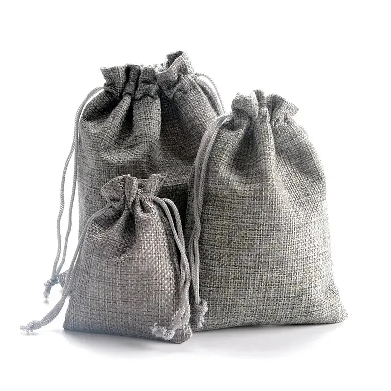 50pcs Gift Bag Vintage Style Natural Burlap Linen Jewelry Travel Storage Pouch Mini Candy Jute Packing Bags christmas gift box