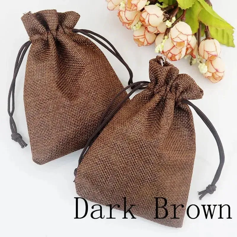 50pcs Gift Bag Vintage Style Natural Burlap Linen Jewelry Travel Storage Pouch Mini Candy Jute Packing Bags christmas gift box