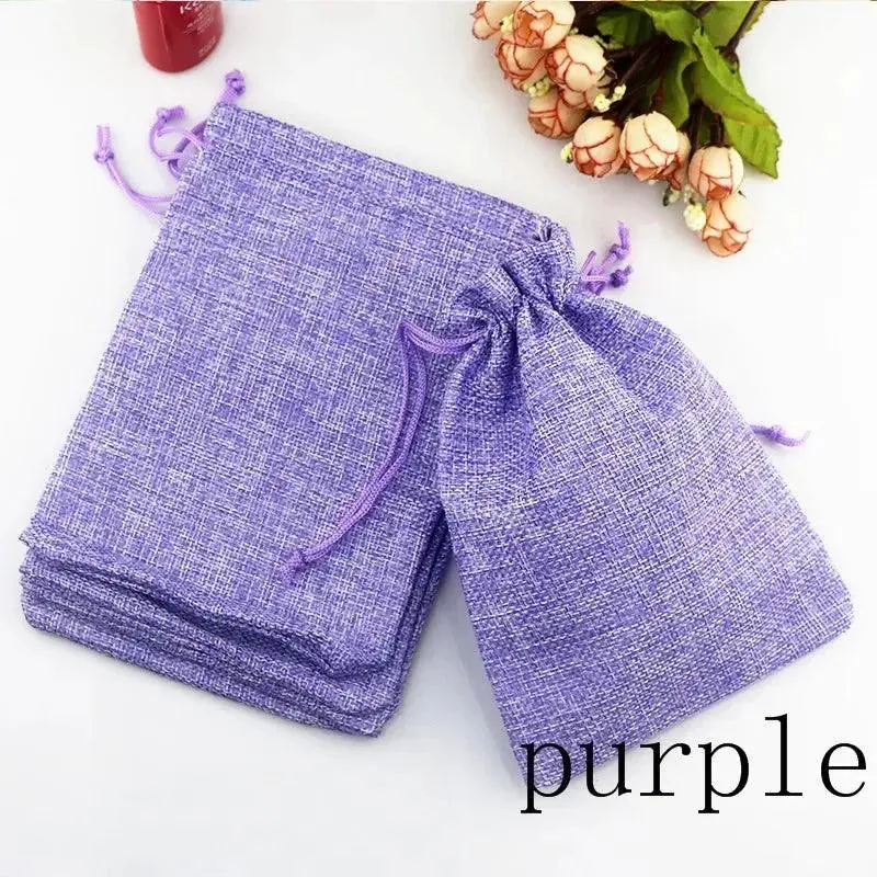 50pcs Gift Bag Vintage Style Natural Burlap Linen Jewelry Travel Storage Pouch Mini Candy Jute Packing Bags christmas gift box