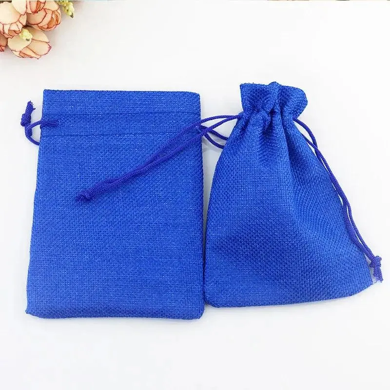 50pcs Gift Bag Vintage Style Natural Burlap Linen Jewelry Travel Storage Pouch Mini Candy Jute Packing Bags christmas gift box