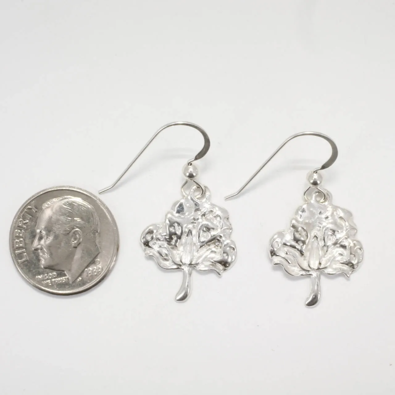 925 Sterling Silver Cotton Boll Dangle Earrings
