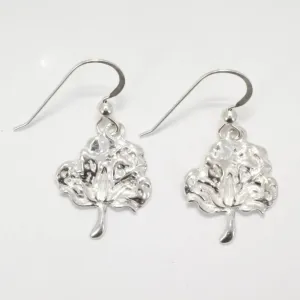925 Sterling Silver Cotton Boll Dangle Earrings
