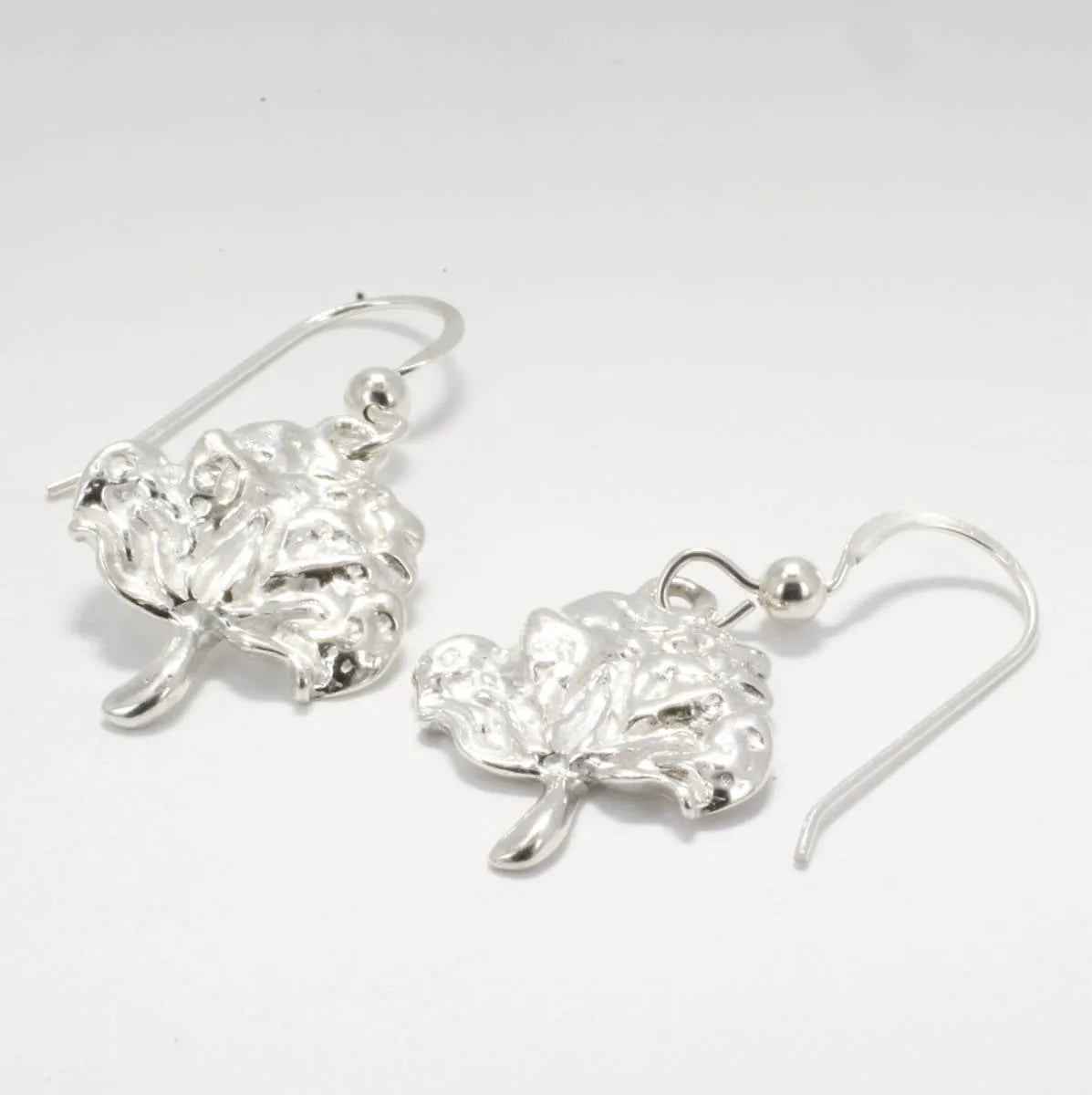 925 Sterling Silver Cotton Boll Dangle Earrings