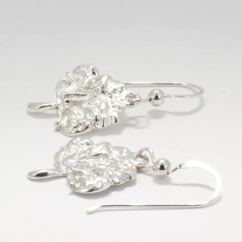 925 Sterling Silver Cotton Boll Dangle Earrings
