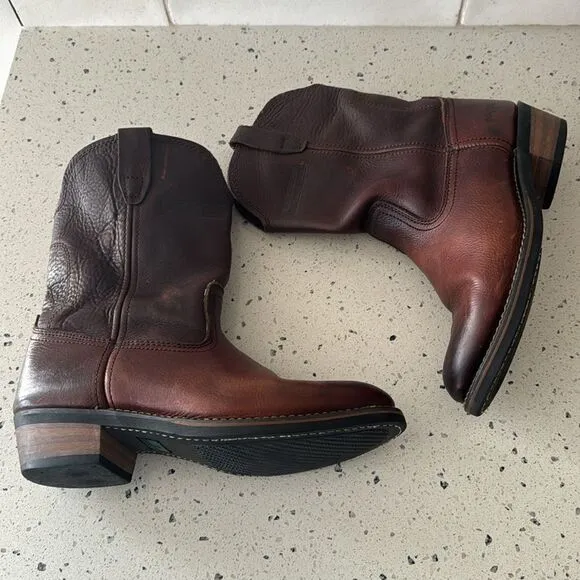Ad Tec Men's Ranch Wellington Work Boots Oil Resistant Brown Tanned Leather 8.5M