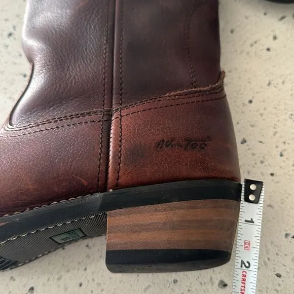 Ad Tec Men's Ranch Wellington Work Boots Oil Resistant Brown Tanned Leather 8.5M