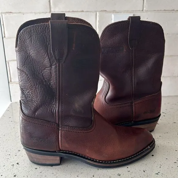 Ad Tec Men's Ranch Wellington Work Boots Oil Resistant Brown Tanned Leather 8.5M