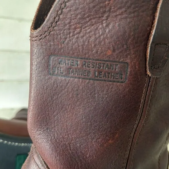 Ad Tec Men's Ranch Wellington Work Boots Oil Resistant Brown Tanned Leather 8.5M