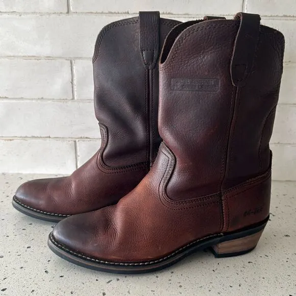 Ad Tec Men's Ranch Wellington Work Boots Oil Resistant Brown Tanned Leather 8.5M