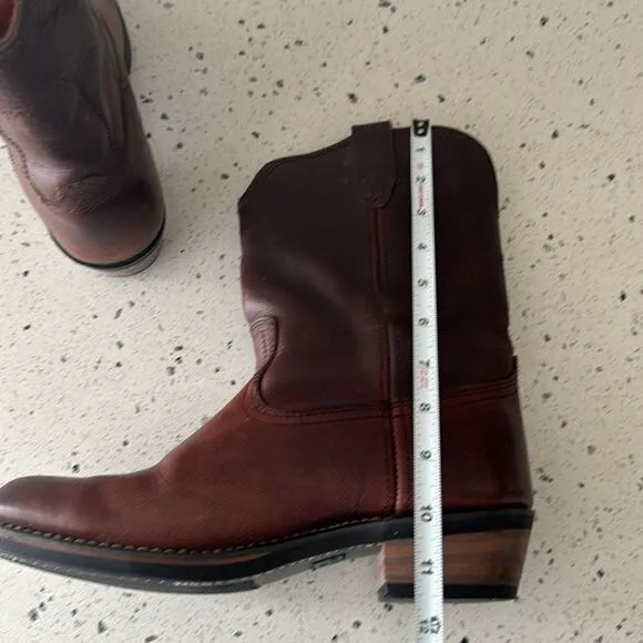 Ad Tec Men's Ranch Wellington Work Boots Oil Resistant Brown Tanned Leather 8.5M