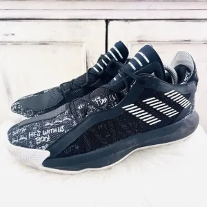 Adidas Dame 6 Hecklers Get Dealt With Black &amp; White Sneakers~ Mens Size 9.5