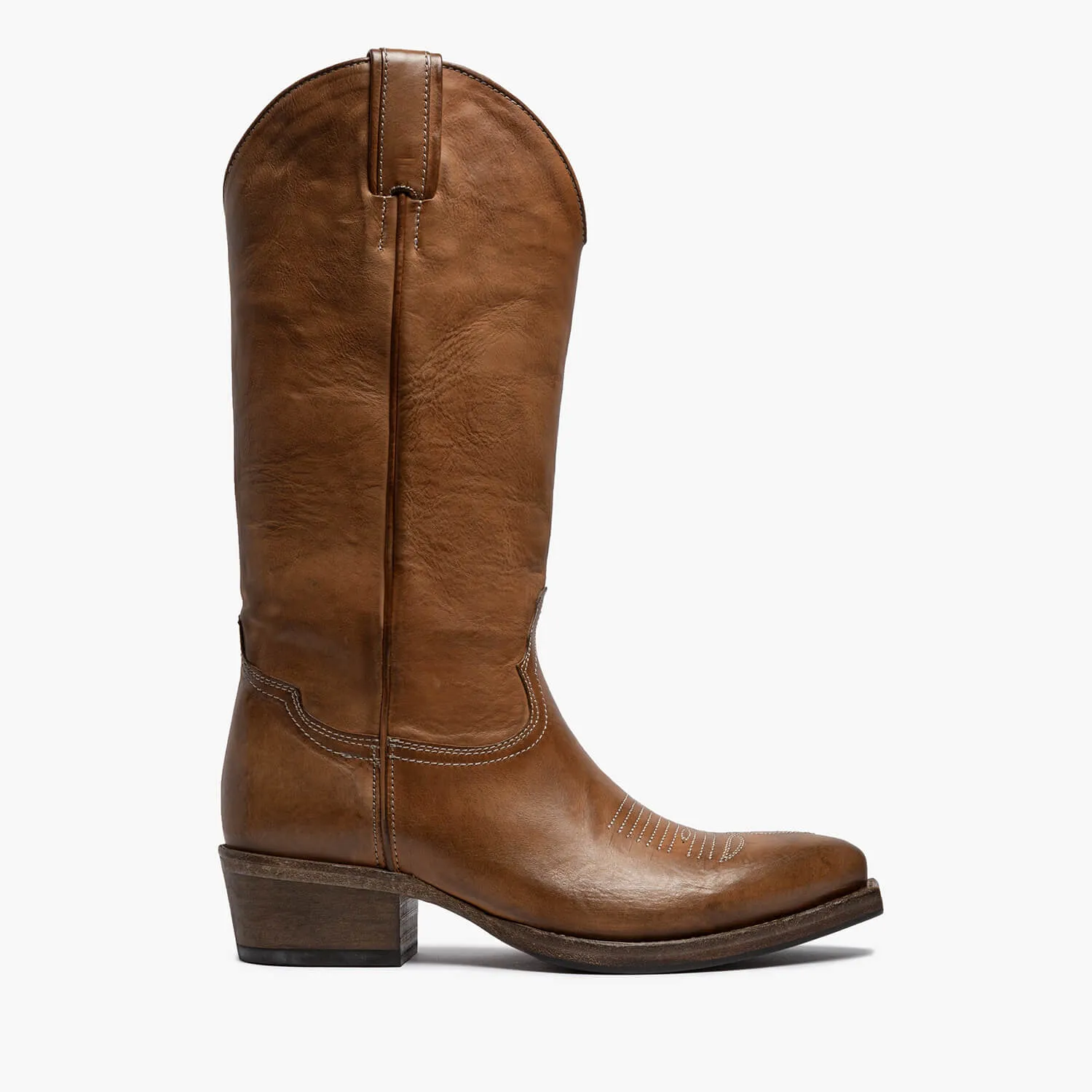 Agata | Calf leather light brown Texan boot