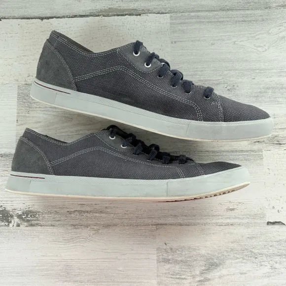 Ahnu Men’s Stockton Lace Up Low Top Sneakers Size 11.5 In Gray/Navy Laces