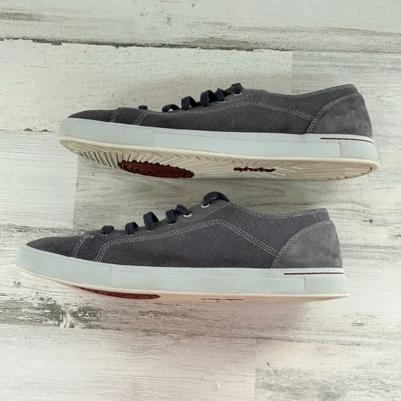 Ahnu Men’s Stockton Lace Up Low Top Sneakers Size 11.5 In Gray/Navy Laces