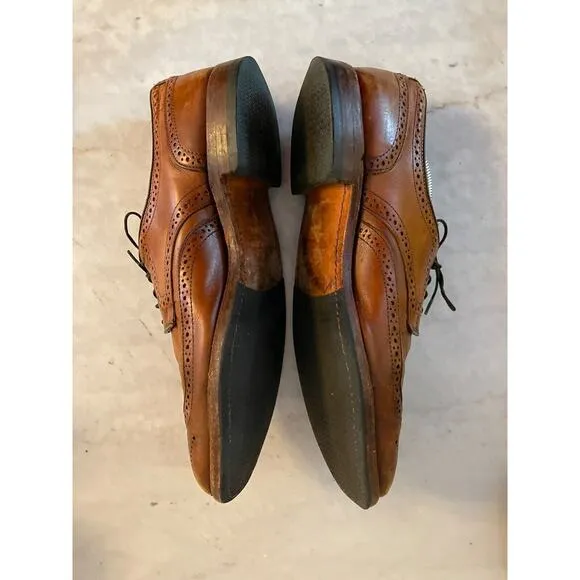 Allen Edmonds Stuttgart Men Size 11 Brown Whiskey Leather Brogue Oxford‎ READ