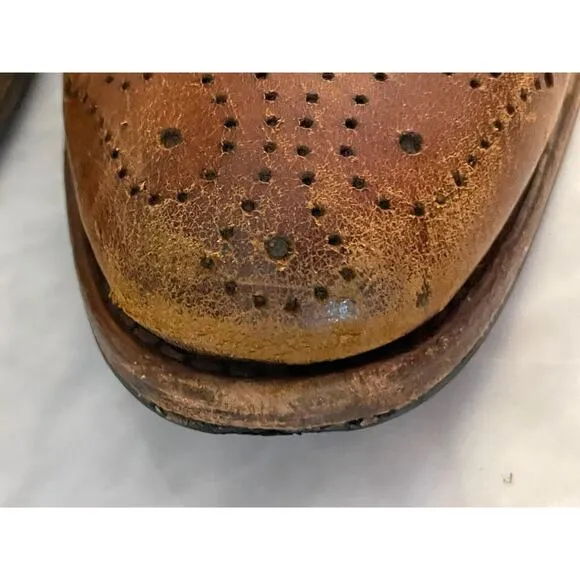 Allen Edmonds Stuttgart Men Size 11 Brown Whiskey Leather Brogue Oxford‎ READ