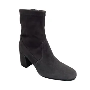 Aquatalia Womens 5.5 Gray Suede Ankle Boots Block Heel Side Zipper Square Toe