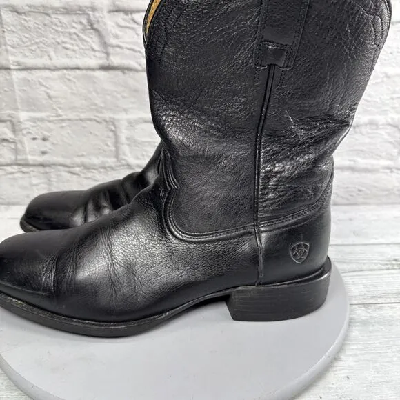 Ariat Boots Men's Size 9 D Heritage Western Black Leather Square Toe 10015291