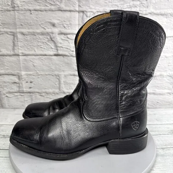 Ariat Boots Men's Size 9 D Heritage Western Black Leather Square Toe 10015291